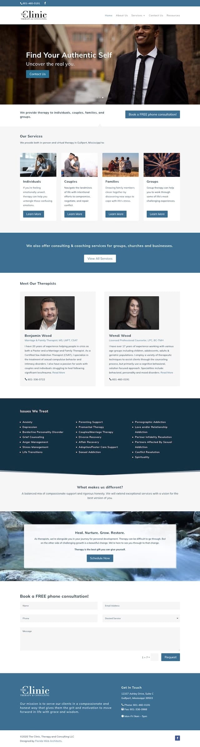 Therapy and Consulting Client Website Design Screenshot