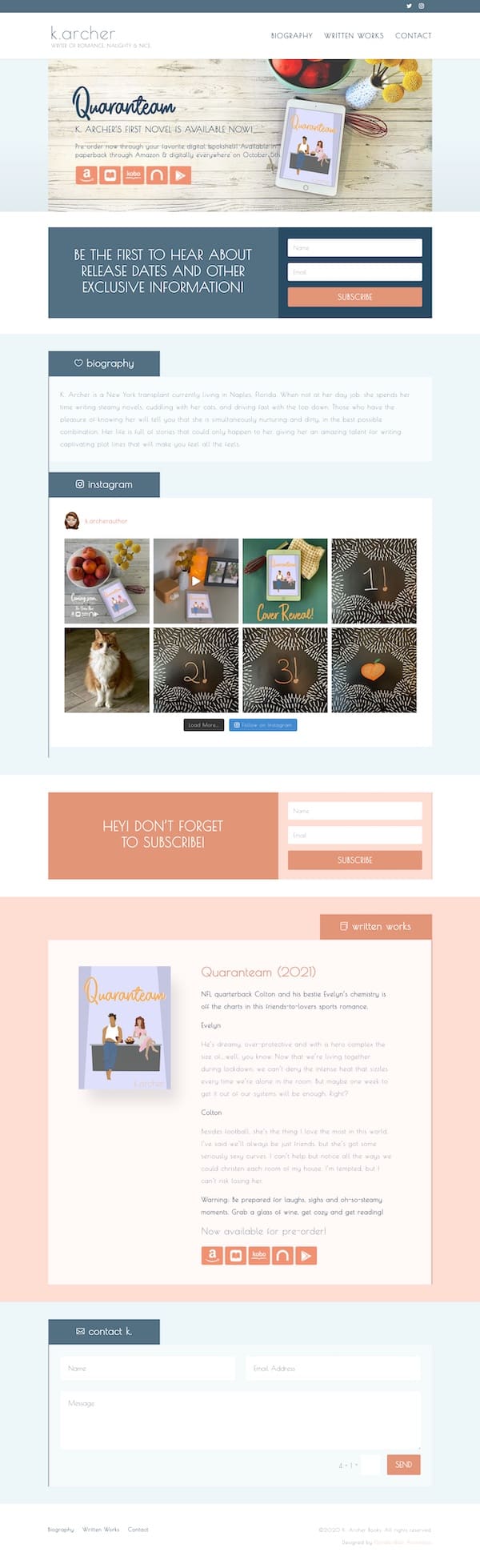 K. Archer Books Website Design Example Screenshot