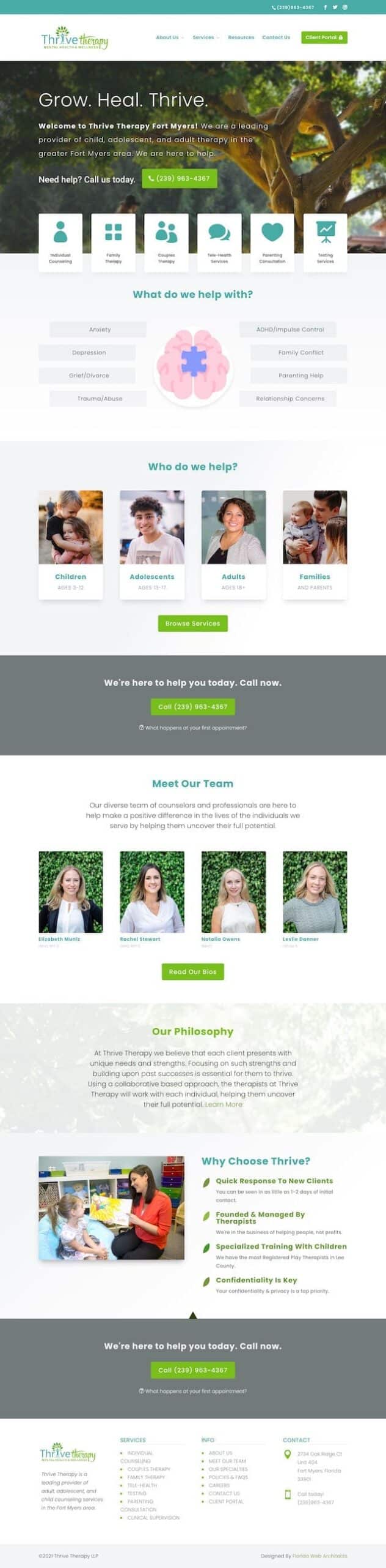 Thrive Therapy Client Website Design Screenshot